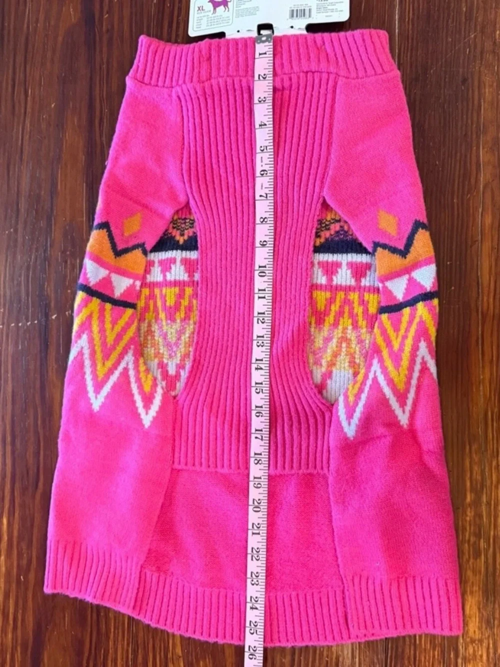 Boots & Barkley XL Dog Sweater Hot Pink Aztec Geometric Knit Pet Apparel